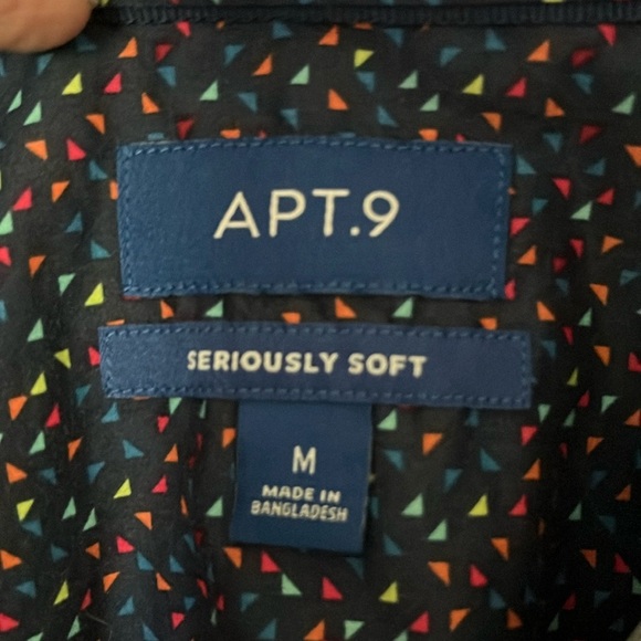 Men’s Apt 9 Seriously Soft Short Sleeve Button Down Shirt Size M Navy - Picture 4 of 8